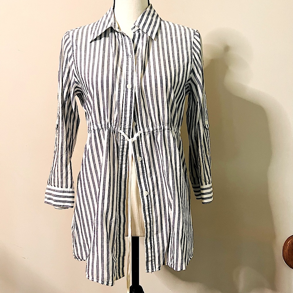 Liz Claiborne Striped Button Down Top - Blouse